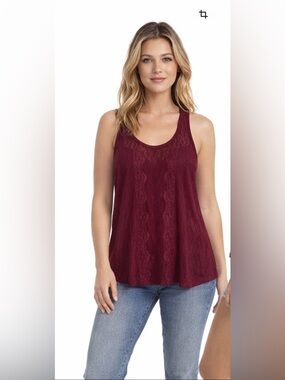 Vanity maroon patterned sheer y2k racerback tank top
